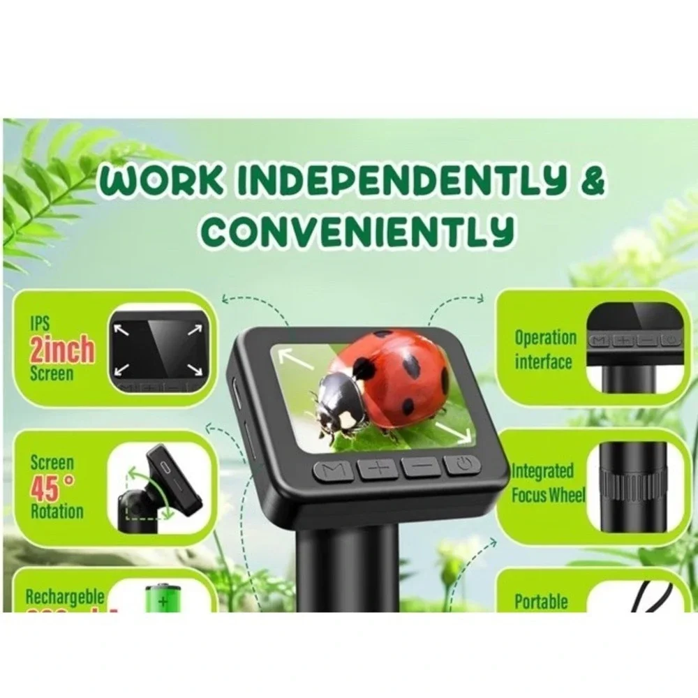 Digital Video Microscope 50X-1000X 2 Inch IPS Screen